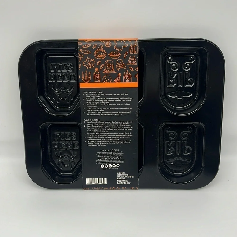 Nordic Ware Mini Tombstone Halloween Non-Stick Cake Baking Pans Discontinued‎